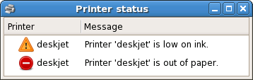 Printer status window